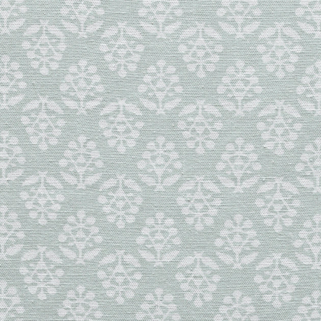 Swatch of Pale Duck Egg Sprig Printed Cotton