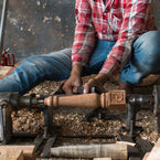 Carved Rectangular Kilim Footstool