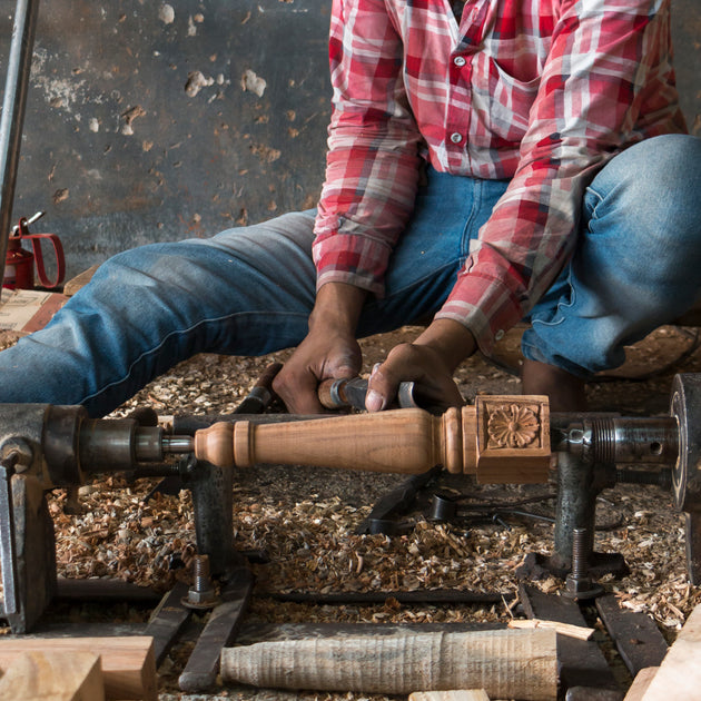Carved Rectangular Kilim Footstool