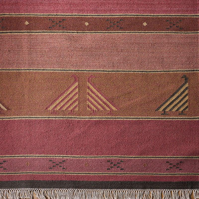 Indian Bird Rose - Hand-woven Wool Kilim