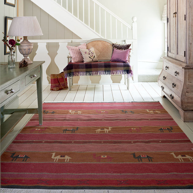 Pushkar Rose - Hand-woven Wool Kilim