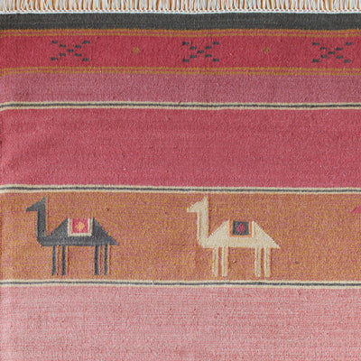 Pushkar Rose - Hand-woven Wool Kilim