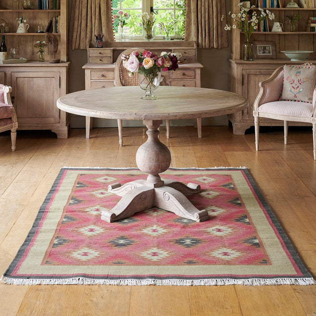 Rose Ragini - Hand-woven Wool Kilim