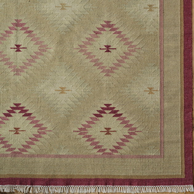 Olive Rose Shimla - Hand-woven Wool Kilim