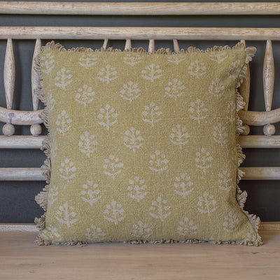 Green Gold Megha Stonewashed Linen Cushion