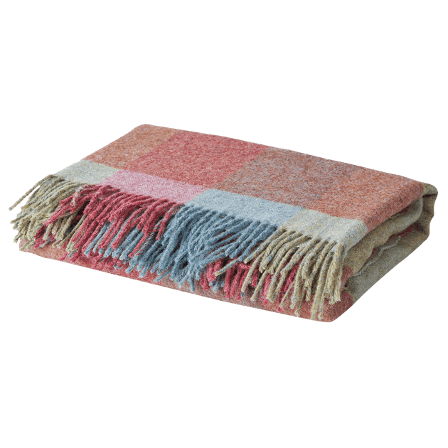 Pale Duck Egg & Faded Rose Harlequin Shetland Wool Throw