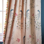 311 - Hand-printed Blue Gold Peacocks Linen – Seconds