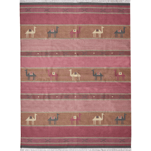 Pushkar Rose - Hand-woven Wool Kilim