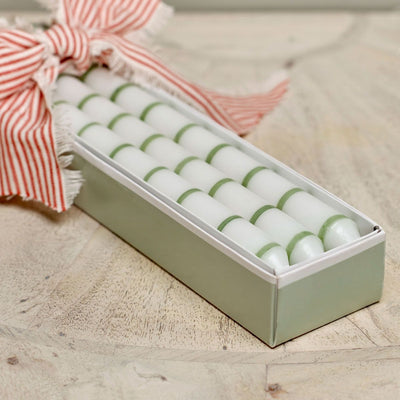 Green Thin Stripe Hand-painted Candle