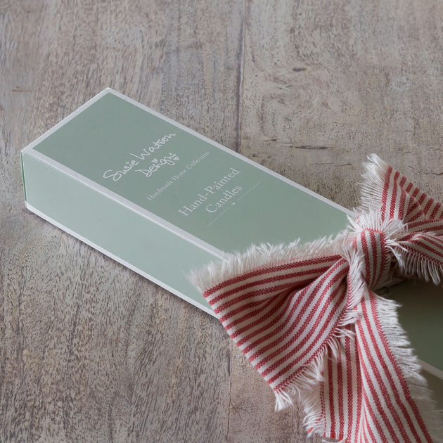 Christmas Red Stripe & Spot Hand-painted Candles