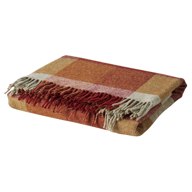 Red Gold Harlequin Shetland Wool Throw
