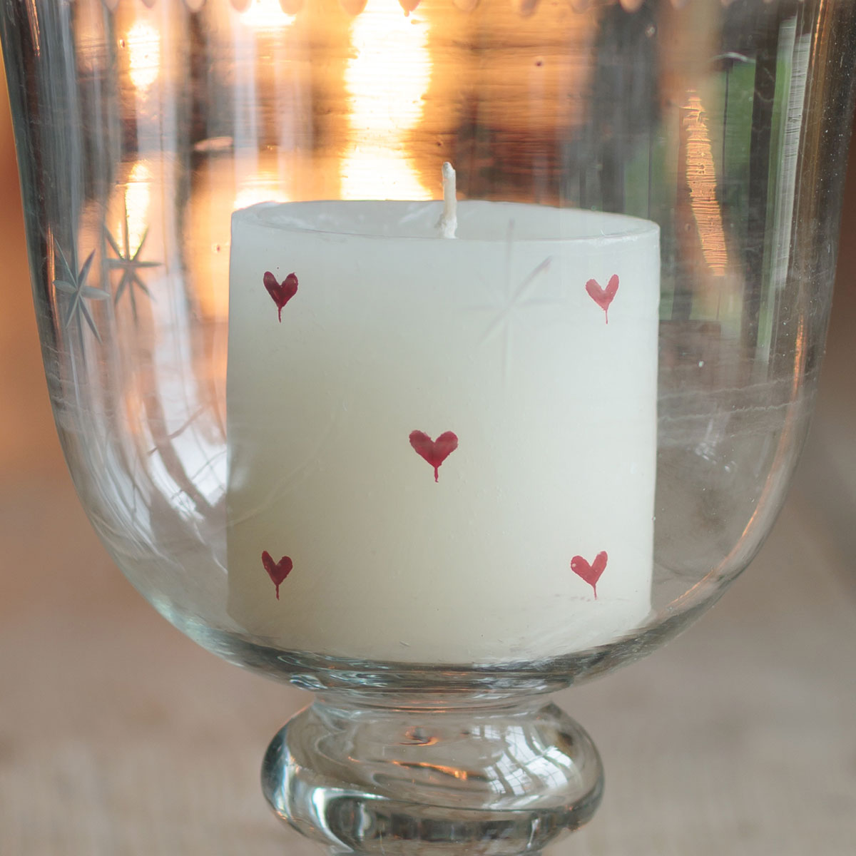 Red Heart Hand-painted Scented Pillar Candle 3
