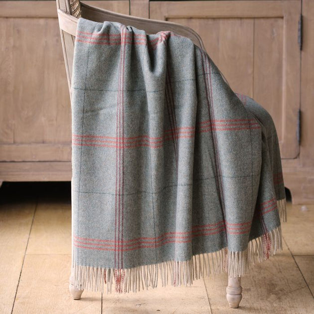 Sea Blue Tartan Lambswool Throw - SALE