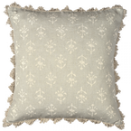 Large Smokey Blue Moonflower Linen Cushion
