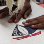 Embroidered Grey Red Boat Cushion
