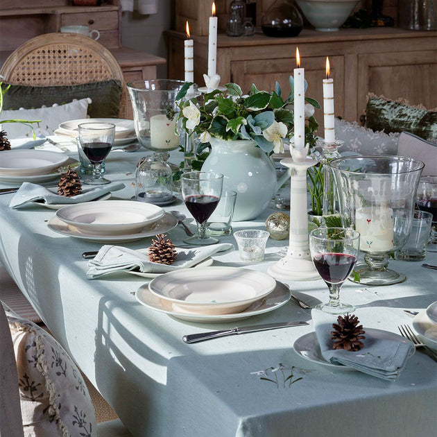 Duck Egg Snowdrop Cotton Tablecloth
