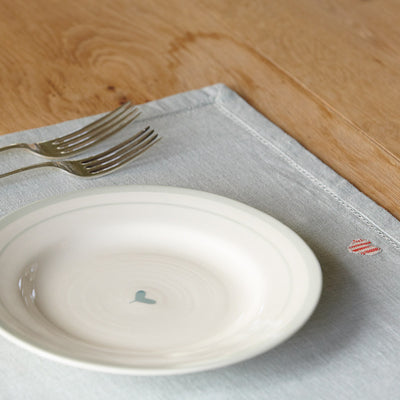Duck Egg - Red stripe Heart Placemats (set of 4)