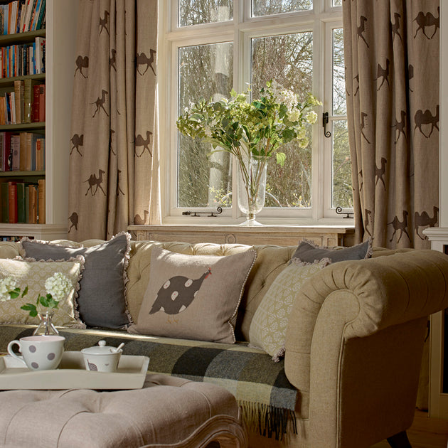 Hand-printed Charcoal Pushkar on Rustic Linen – 380