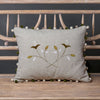 Embroidered Crossed White Rosebuds Cotton Cushion - Grey