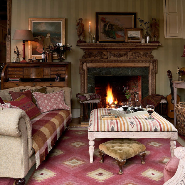 Hand-woven Wool Kilim - Indian Red Shimla