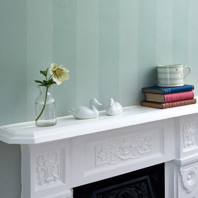 Duck Egg Wide Stripe Wallpaper