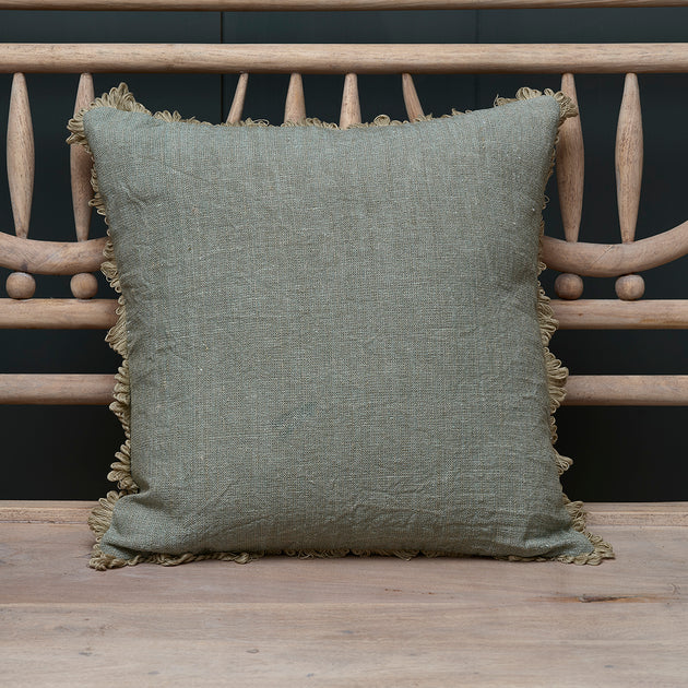 Rustic Linen Celadon cushion