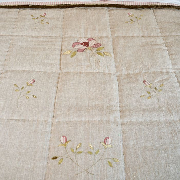 Rose Rustic Linen Quilt - King Size