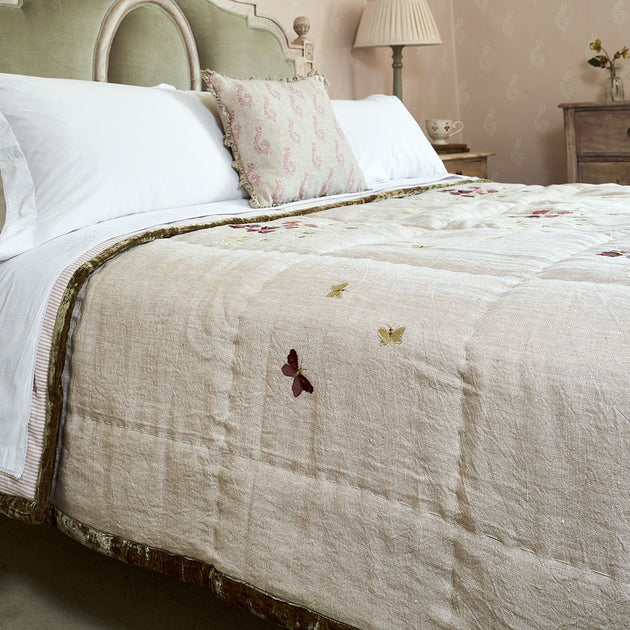 Sweet Pea Rustic Linen Quilt - King Size