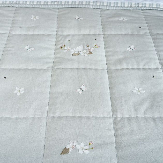 Duck Egg Apple Blossom Cotton Quilt - King Size