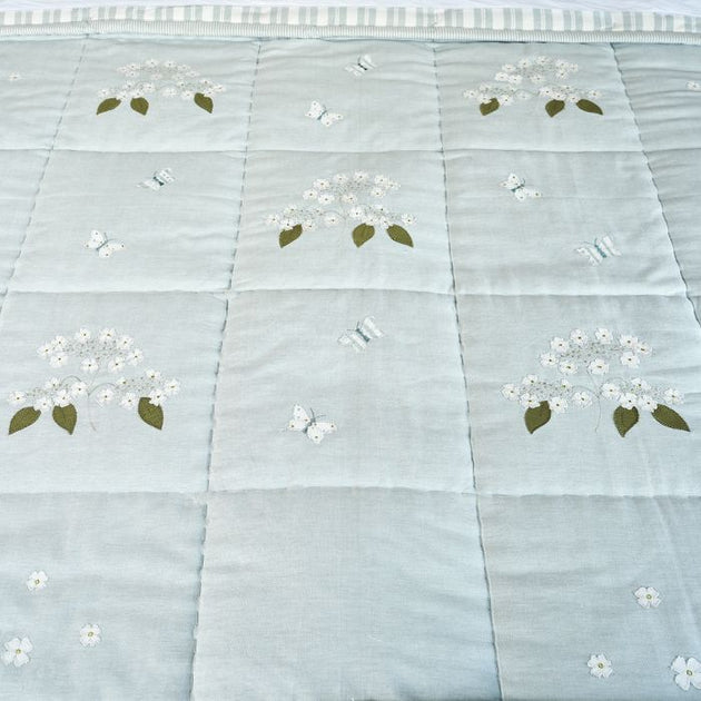 Duck Egg Hydrangea Cotton Quilt - King Size