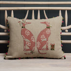 Embroidered A Present for Nisha Rustic Linen Cushion