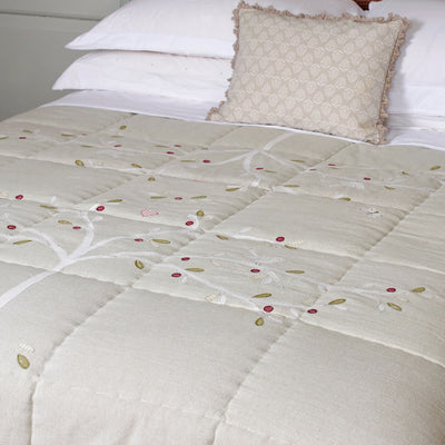 Grey Olive Tree Cotton Quilt