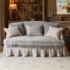 Embroidered White Foxgloves Rustic Linen Cushion