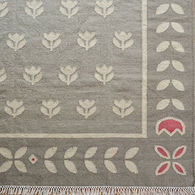 Smokey Blue Tulip - Hand-woven Wool Kilim