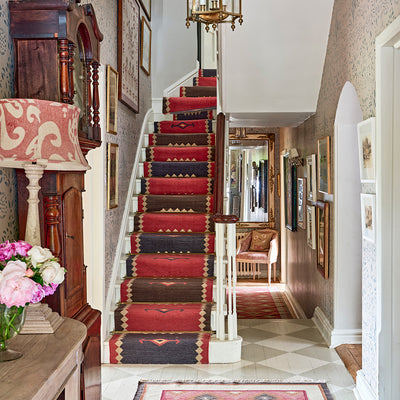 Medina Stair Runner- Blue, Red - Bespoke