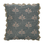 Summer Blue Reverse Leaf Rustic Linen Cushion