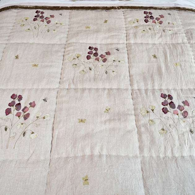 Sweet Pea Rustic Linen Quilt