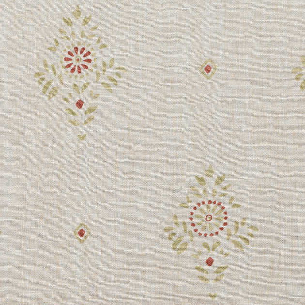 Hand-printed Green Anushka on Rustic Linen – 317G