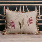 Parrot Tulips Rustic Linen Cushion - Tassels