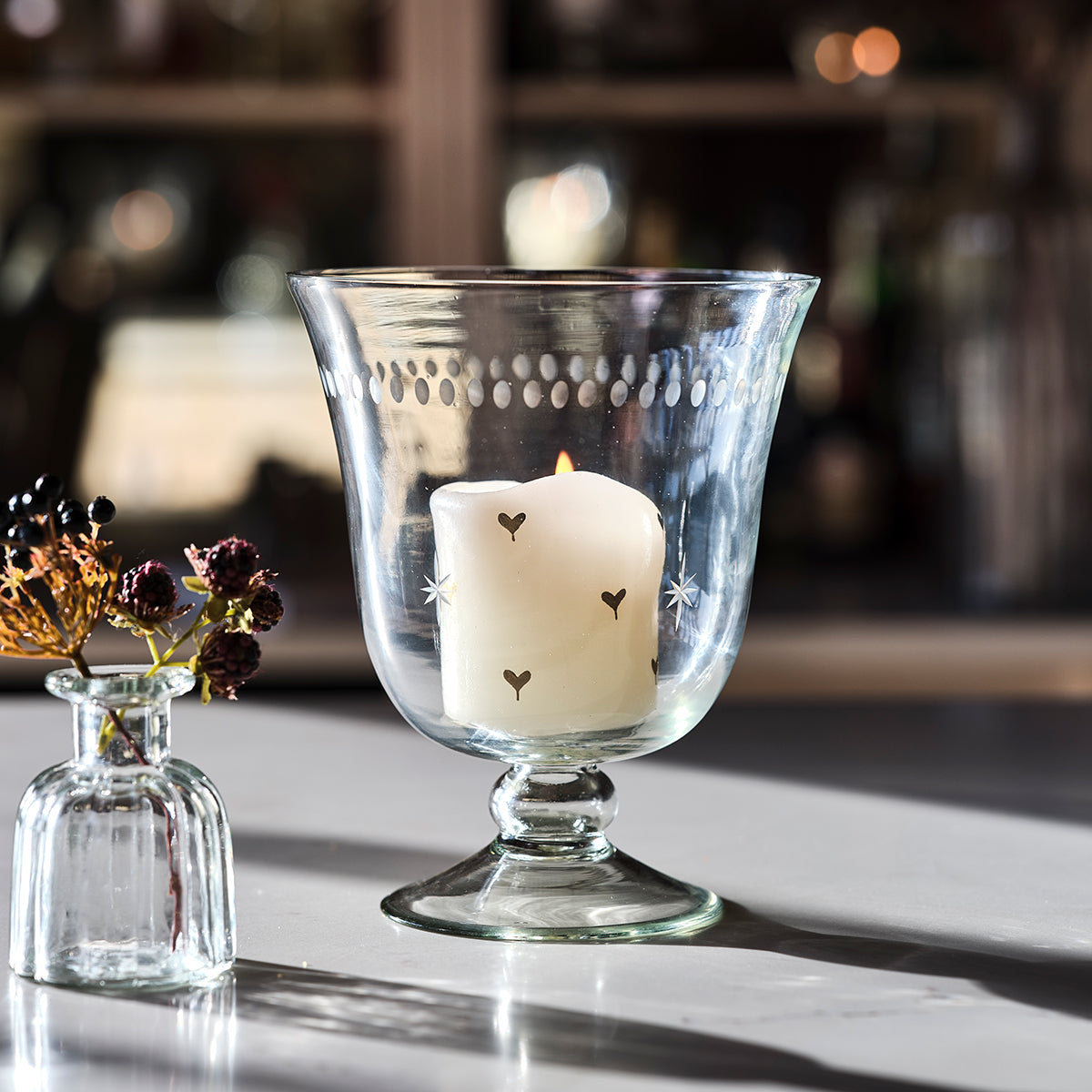 Small Hand-engraved Hurricane Vase