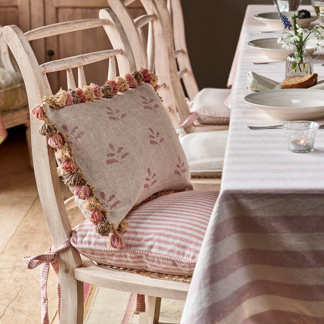 Red Natural Stripe Chair Cushion