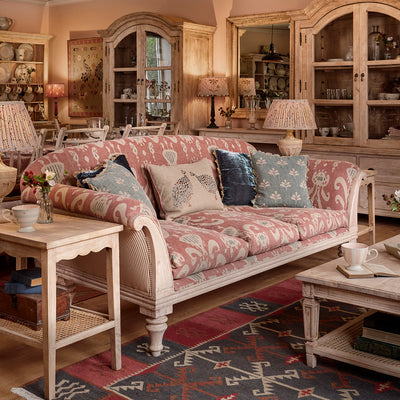 Ex-Display - Red Earth Blue Natasha Large Georgian Sofa