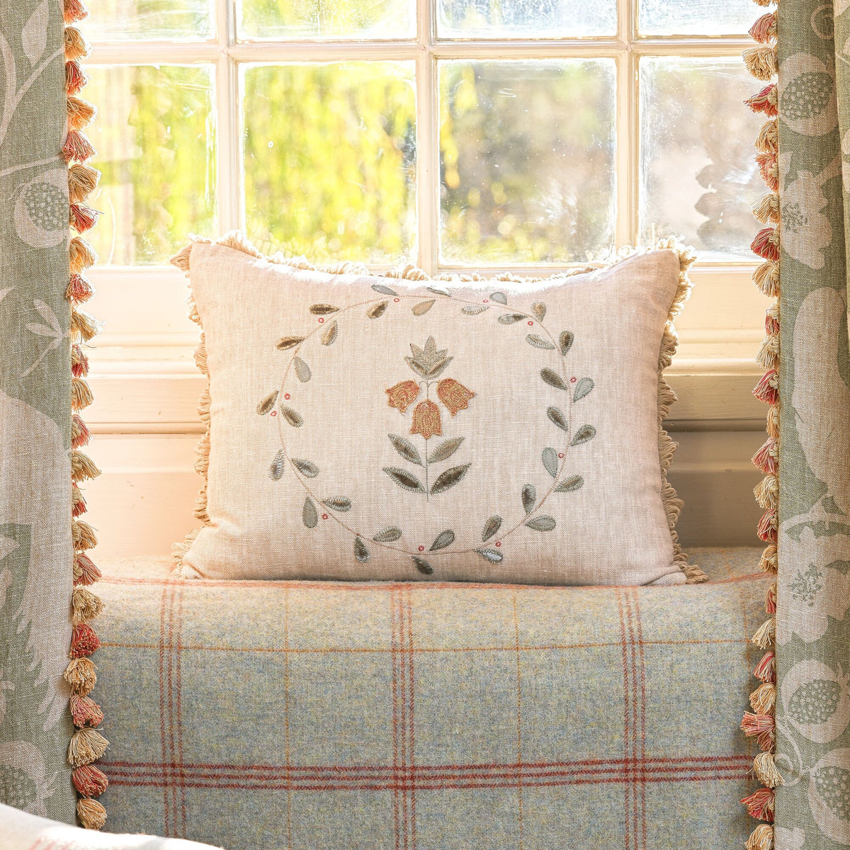 Smokey Blue Fritillary Rustic Linen Cushion