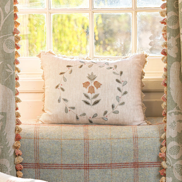 Smokey Blue Fritillary Rustic Linen Cushion