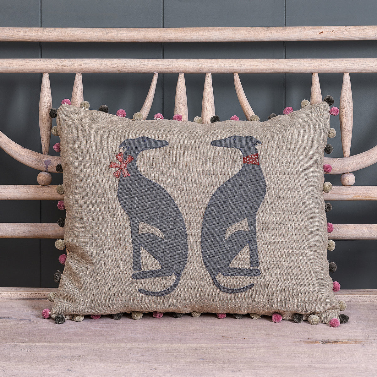 Embroidered Nisha &amp; Nero Linen Cushion