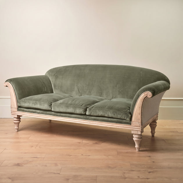Ex-Display - Smokey Green Velvet Large Georgian Sofa