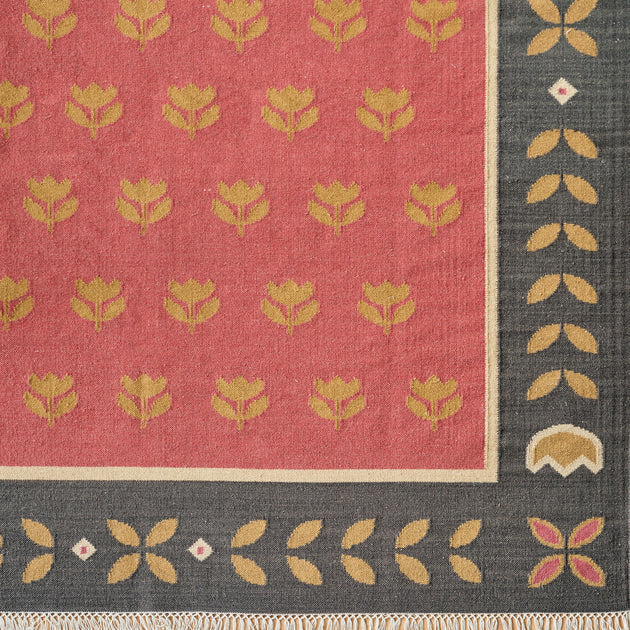 Red Gold Tulip - Hand-woven Wool Kilim
