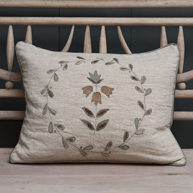 Smokey Blue Fritillary Rustic Linen Cushion