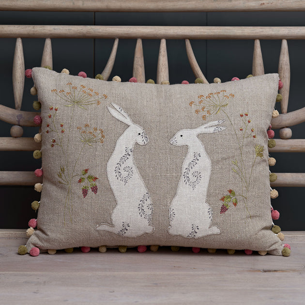 Applique Autumn Hares Cushion