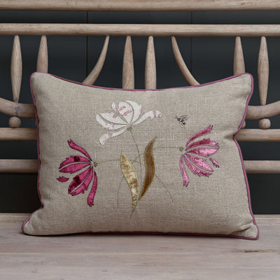 Parrot Tulips Rustic Linen Cushion